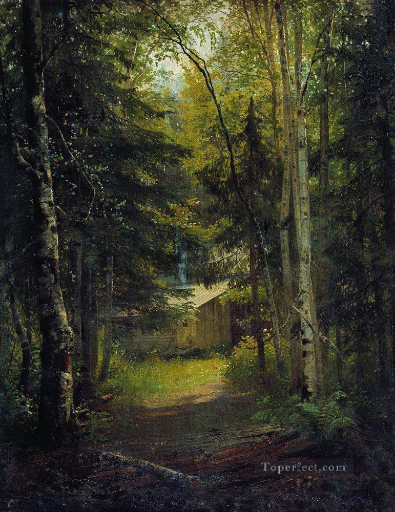 cabaña en el bosque paisaje clásico Ivan Ivanovich Pintura al óleo